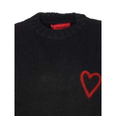 Vision Of Super Relaxed-fit Black Knit Sweatshirt With Heart Motif In Black