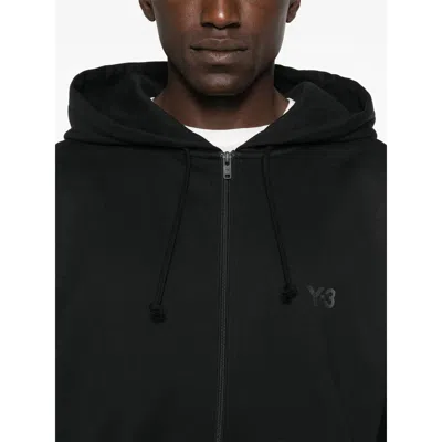 Y-3 Zip-up Black Hoodie With Minimalist Design In Black