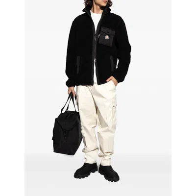 Moncler Teddy Zip-up Sweatshirt With Pocket Clothing In Black