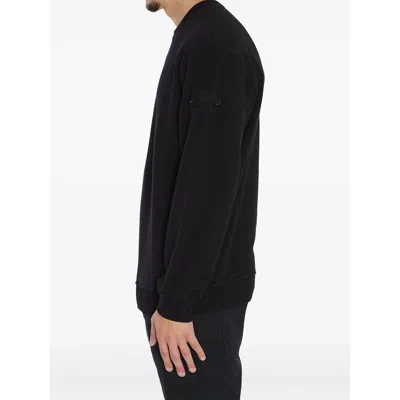 Stone Island Stretch Cotton Fleece Ghost Crewneck Sweatshirt In Black