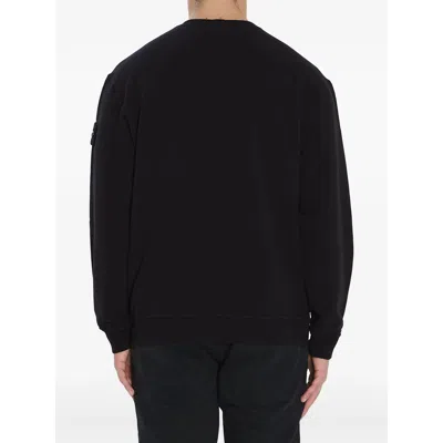 Stone Island Stretch Cotton Fleece Ghost Crewneck Sweatshirt In Black