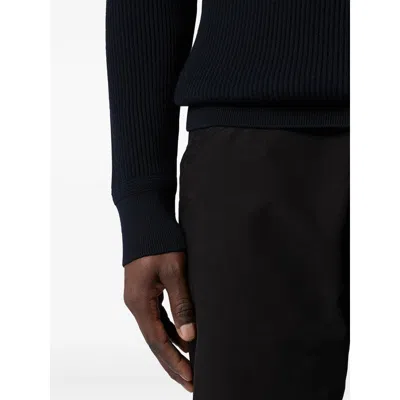 Stone Island Ribbed-knit Virgin Wool Sweater With Signature Patch In Blue