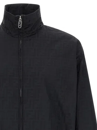Fendi Bomber Nylon Ff Puffer Jackets Black In Black