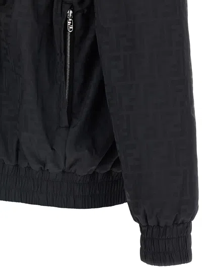 Fendi Bomber Nylon Ff Puffer Jackets Black In Black