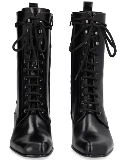 Vivienne Westwood Polished Leather Boots With Sculpted Block Heel In Black