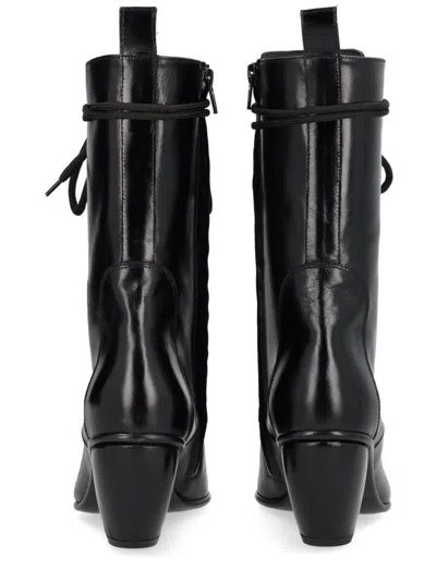 Vivienne Westwood Polished Leather Boots With Sculpted Block Heel In Black