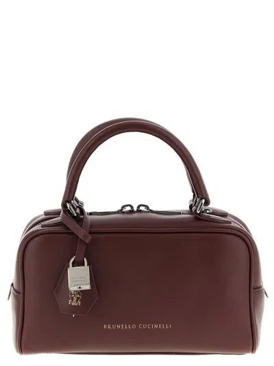 Brunello Cucinelli Boston Explorer Hand Bags Bordeaux In Burgundy