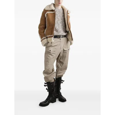 Dolce & Gabbana Suede Shearling Jacket In Brown