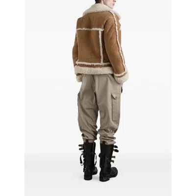 Dolce & Gabbana Suede Shearling Jacket In Brown