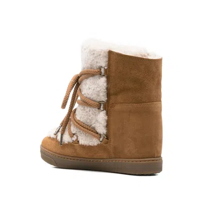 Isabel Marant Shearling And Suede Snow Boots In Multi