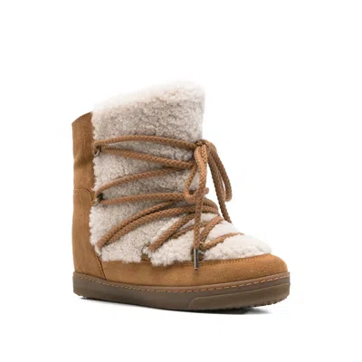 Isabel Marant Shearling And Suede Snow Boots In Multi