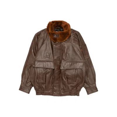 R13 Long-sleeved Leather Jacket In Brown