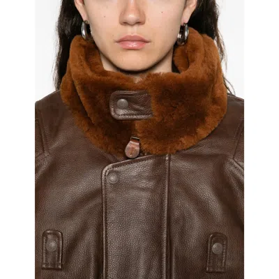 R13 Long-sleeved Leather Jacket In Brown