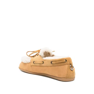 3juin Denver Suede Fur-trimmed Loafers In Yellow
