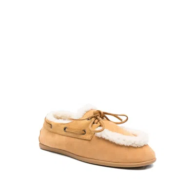 3juin Denver Suede Fur-trimmed Loafers In Yellow