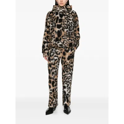 Gcds Leopard-print Drawstring-waist Pants In Brown