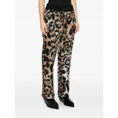 Gcds Leopard-print Drawstring-waist Pants In Brown