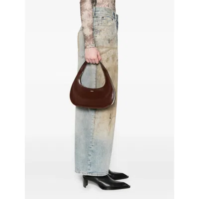 Coperni Crescent-shaped Brown Leather Shoulder Bag In Brown
