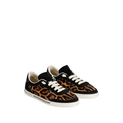 Dolce & Gabbana Printed Calf Hair Saint Tropez Light Sneakers In Animal Print
