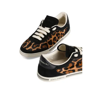 Dolce & Gabbana Printed Calf Hair Saint Tropez Light Sneakers In Animal Print