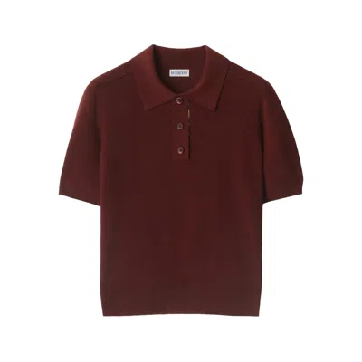 Burberry Wool Knitted Polo Shirt In Burgundy