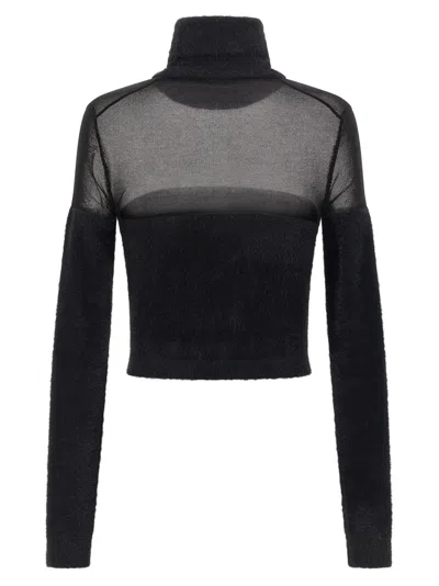 Elisabetta Franchi Brushed Insert Turtleneck Sweater Sweaters And Cardigans Black In Black