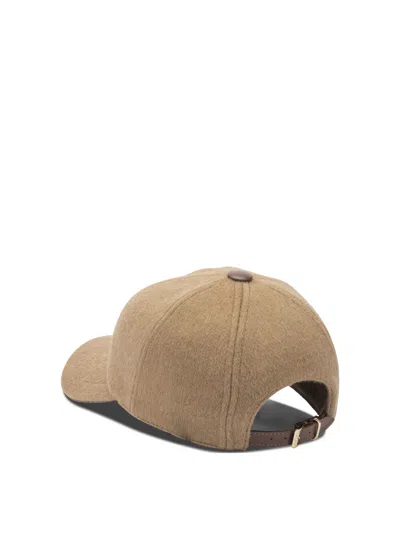 Max Mara Camel Brown Camel Wool Fedora Logo Baseball Hat In Brown