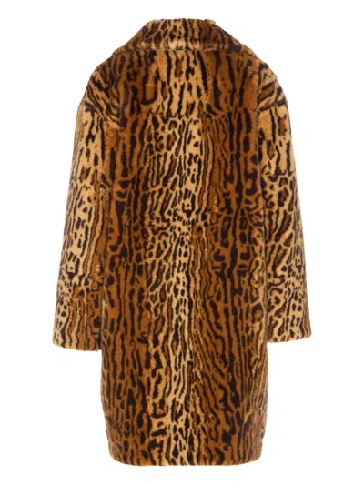 Stand Studio Camille Faux Fur Cocoon Coat Clothing In Animal Print