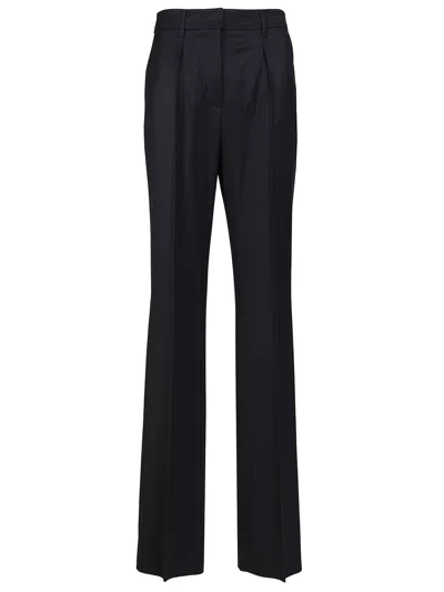 Max Mara Cannes Wide Leg Wool Gabardine Trousers Blue In Black