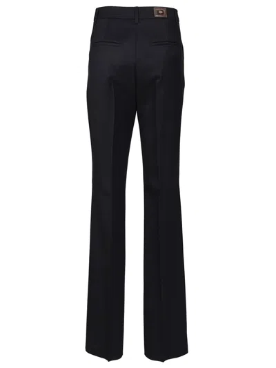 Max Mara Cannes Wide Leg Wool Gabardine Trousers Blue In Black
