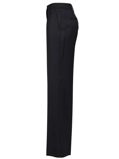 Max Mara Cannes Wide Leg Wool Gabardine Trousers Blue In Black