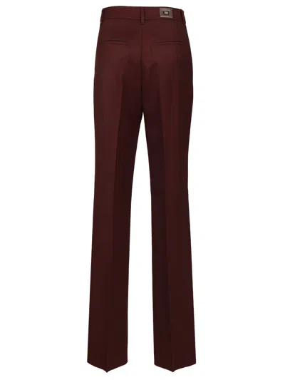 Max Mara Cannes Wide Leg Wool Gabardine Trousers Bordeaux In Brown