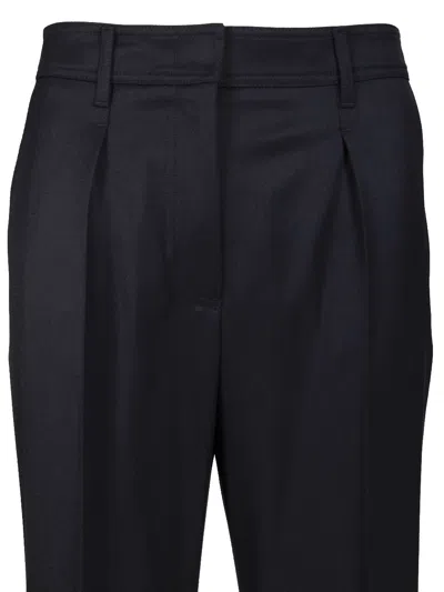 Max Mara Cannes Wide Leg Wool Gabardine Trousers Blue In Black