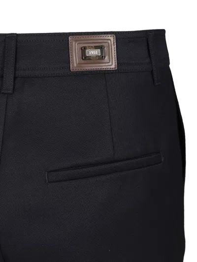 Max Mara Cannes Wide Leg Wool Gabardine Trousers Blue In Black