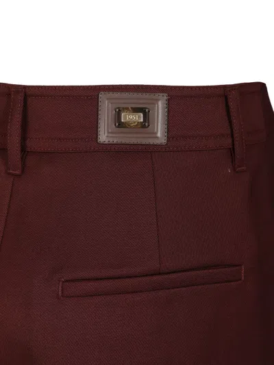 Max Mara Cannes Wide Leg Wool Gabardine Trousers Bordeaux In Brown