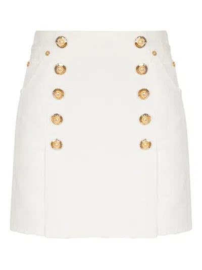 Balmain Women Canvas Skirt In White