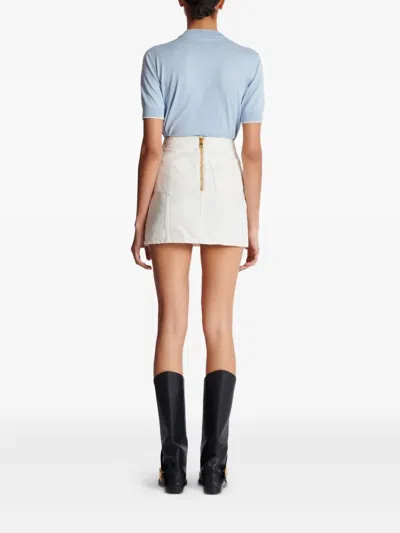 Balmain Women Canvas Skirt In White