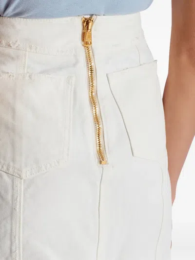 Balmain Women Canvas Skirt In White