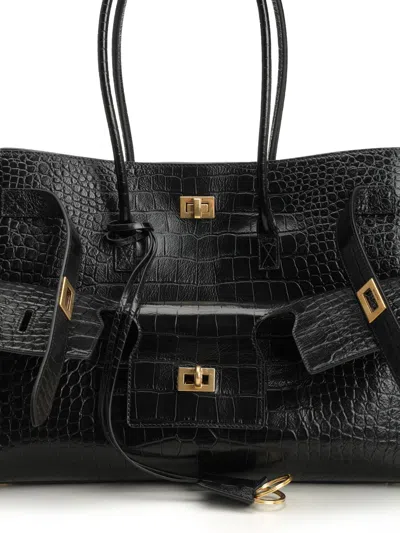 Balenciaga All Day Croco Leather Shoulder Bag