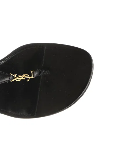 Saint Laurent Bridget 40 Rive Gauche Leather Sandals In Black