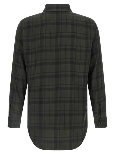 Saint Laurent Button-down Shirt With Curved Hem And Pocket In Green