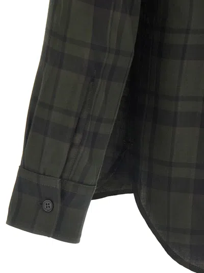 Saint Laurent Button-down Shirt With Curved Hem And Pocket In Green