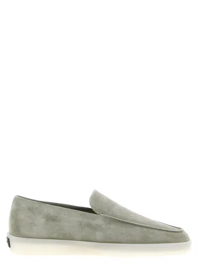 Fear Of God Suede Round Toe Loafers With Rubber Sole In Green
