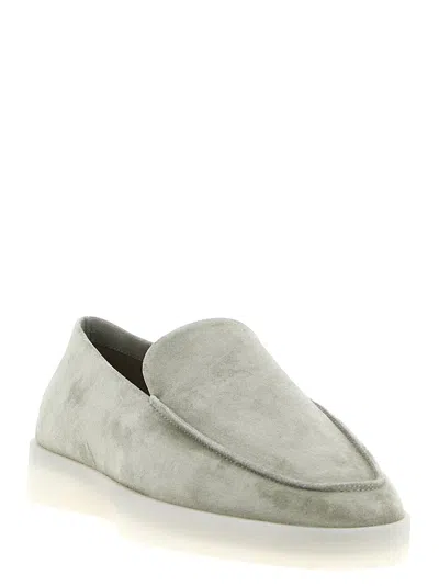Fear Of God Suede Round Toe Loafers With Rubber Sole In Green