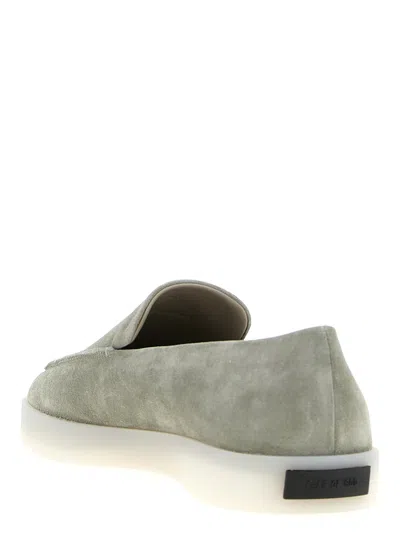 Fear Of God Suede Round Toe Loafers With Rubber Sole In Green