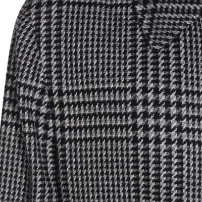 Zegna Houndstooth Pattern Coat Belted Waist In Multi