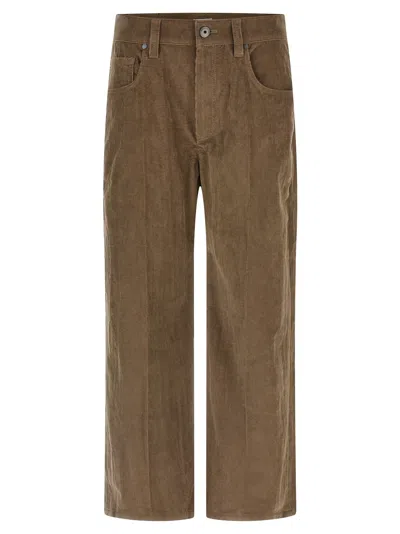Brunello Cucinelli Straight Leg Corduroy Trousers Featuring Pockets In Brown