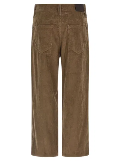 Brunello Cucinelli Straight Leg Corduroy Trousers Featuring Pockets In Brown