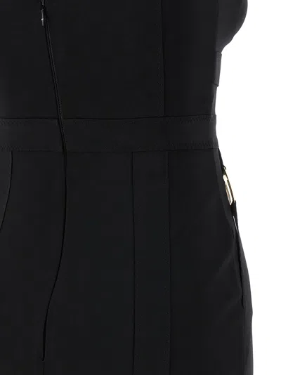 Elisabetta Franchi Fitted Midi Dress With Gold Accents In Black