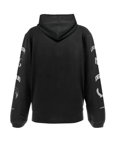 Represent Cotton Hooded Sweatshirt With Distressed Effect In Black